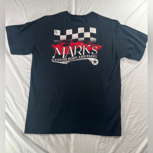 Men's Vintage Gildan Mark's Custom Body And Paint Black T-Shirt Size Large - Picture 10 of 13